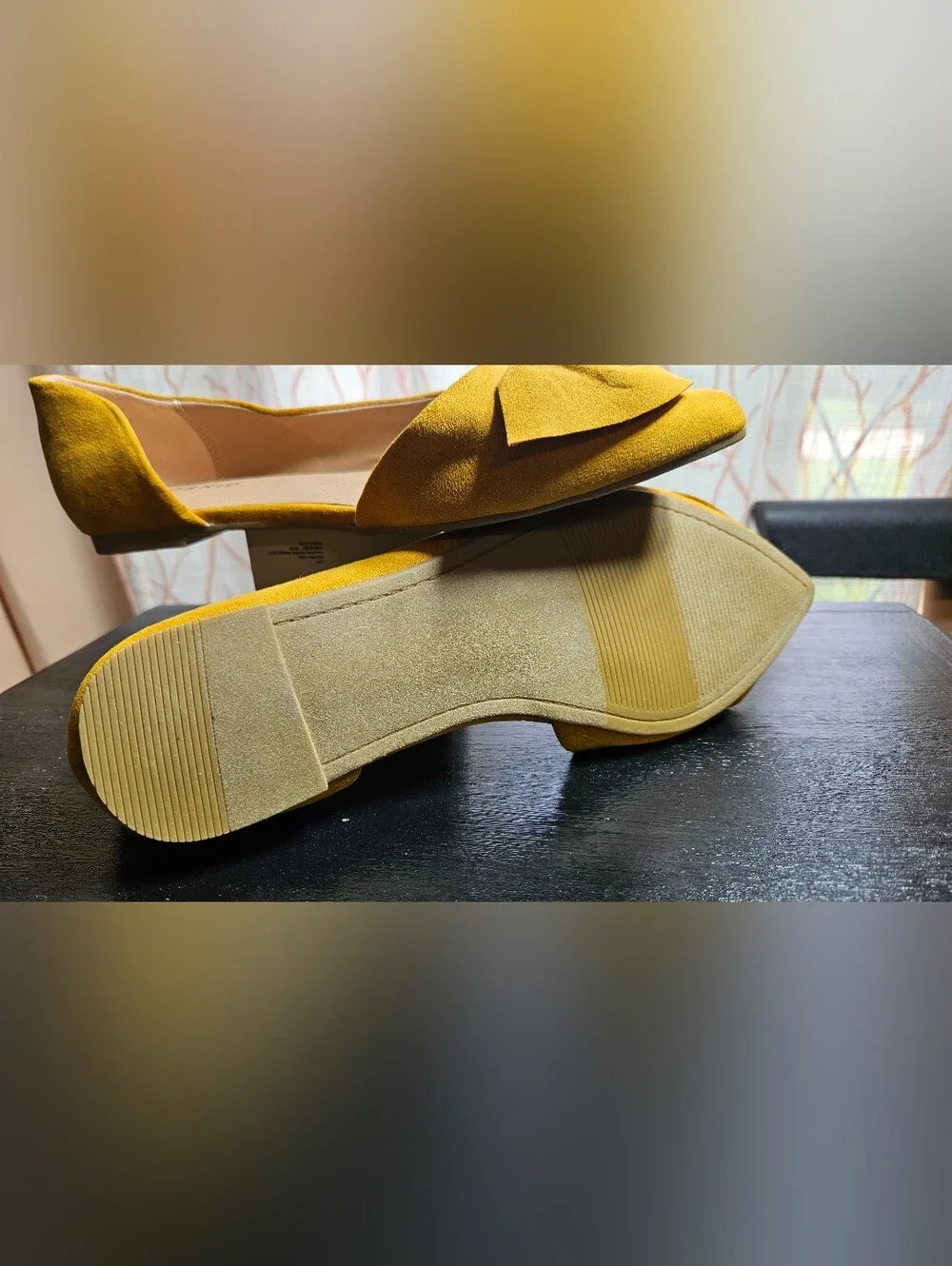 Torrid 8W Mustard Yellow Suede Bow Pointed Toe Flats
